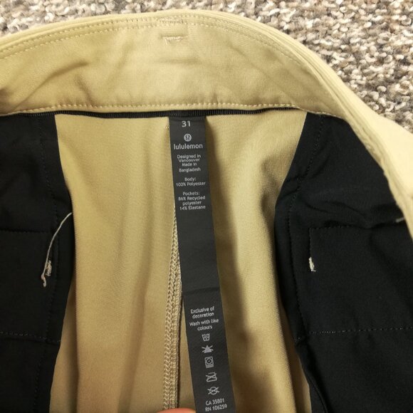 2020 Lululemon Pants Commission *Warpstreme Beige Tan 31x27 Classic Fit *Flaw - Picture 3 of 14